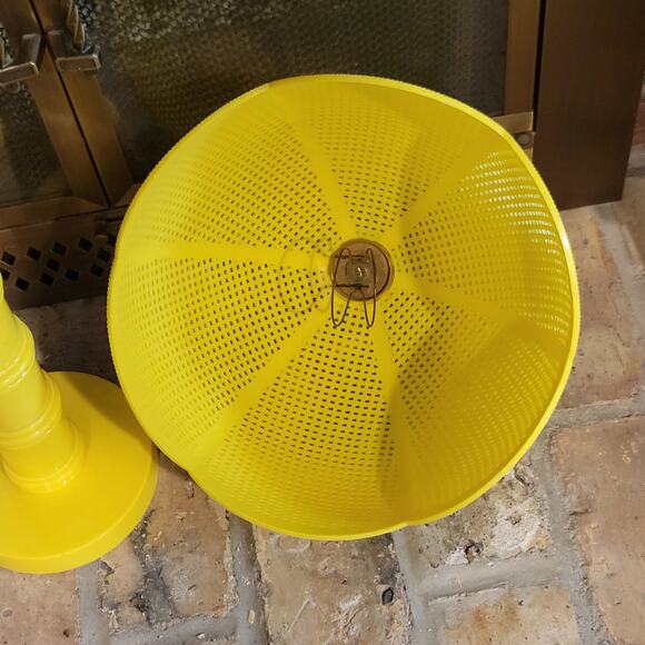 Retro Lamp Yellow Plastic Faux Wicker Shade - Picture 4 of 9